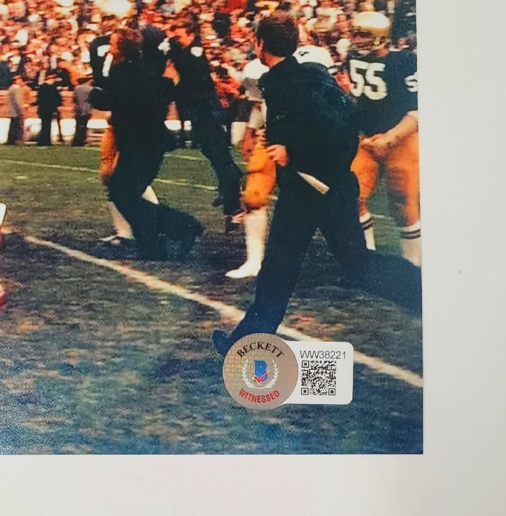Rudy Ruettiger signed Carry Off 8x10 photo w/ Sack Diagram ~ BAS Witness Holo