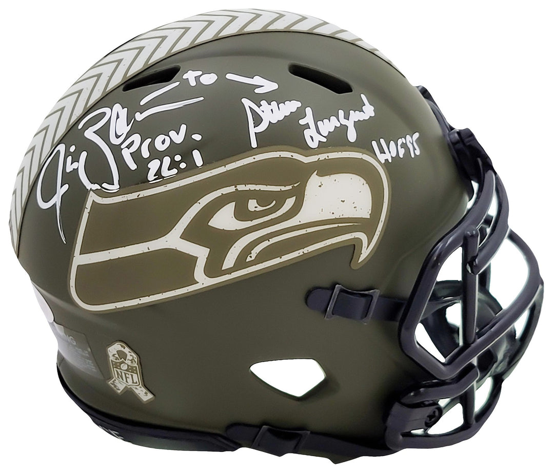Steve Largent Jim Zorn Auto Seahawks Camo Speed Mini Helmet Salute To Service