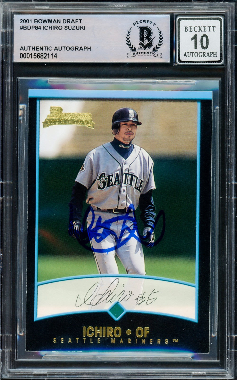 Ichiro Suzuki Auto 2001 Bowman Draft Picks RC BDP84 Mariners Auto GM 10 Beckett