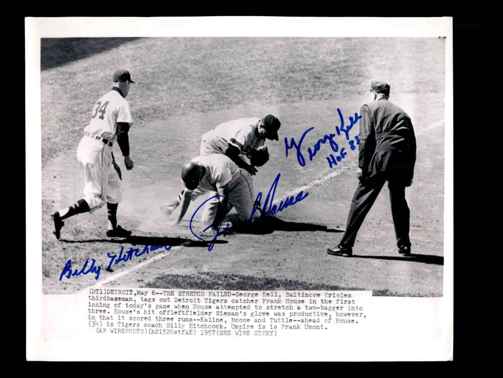 Kell House Hitchcock JSA Cert Signed by 3 8x10 News Photo Autograph Tigers
