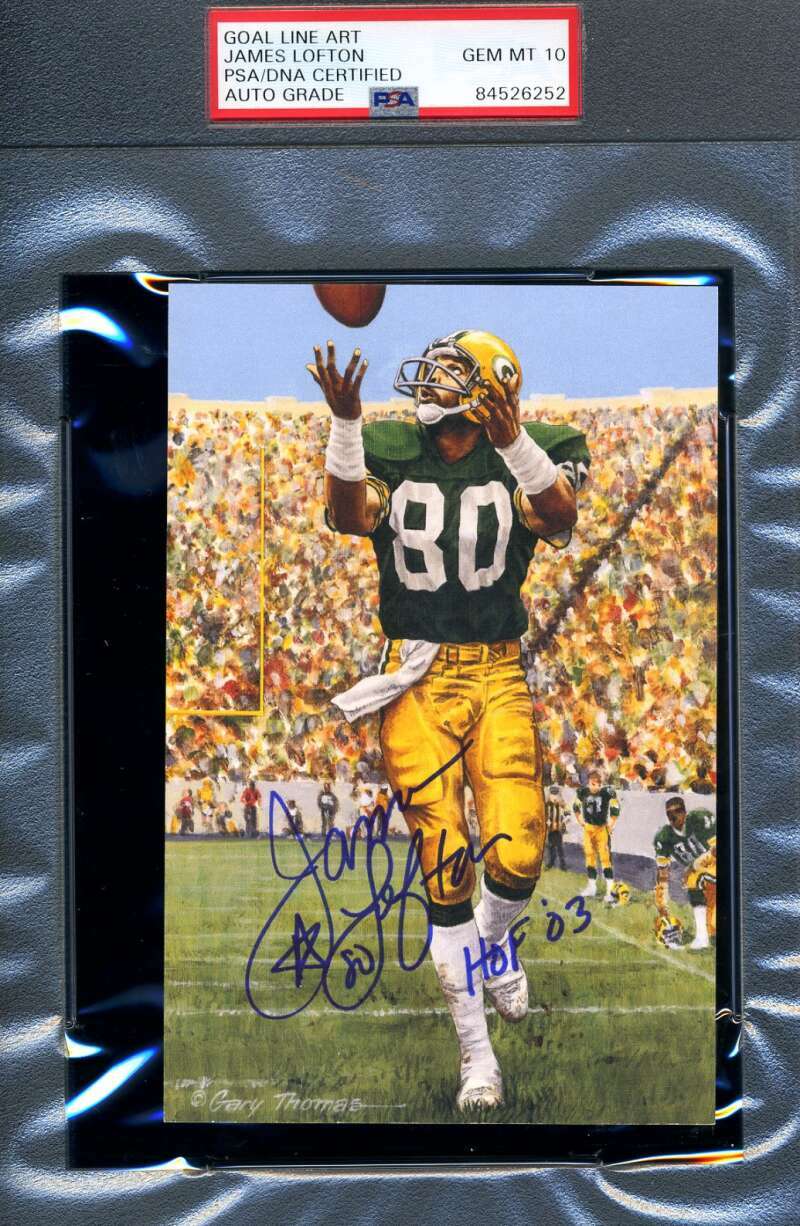 James Lofton Gem Mint 10 PSA DNA Slabbed Signed Goal Line Art Card Autograph