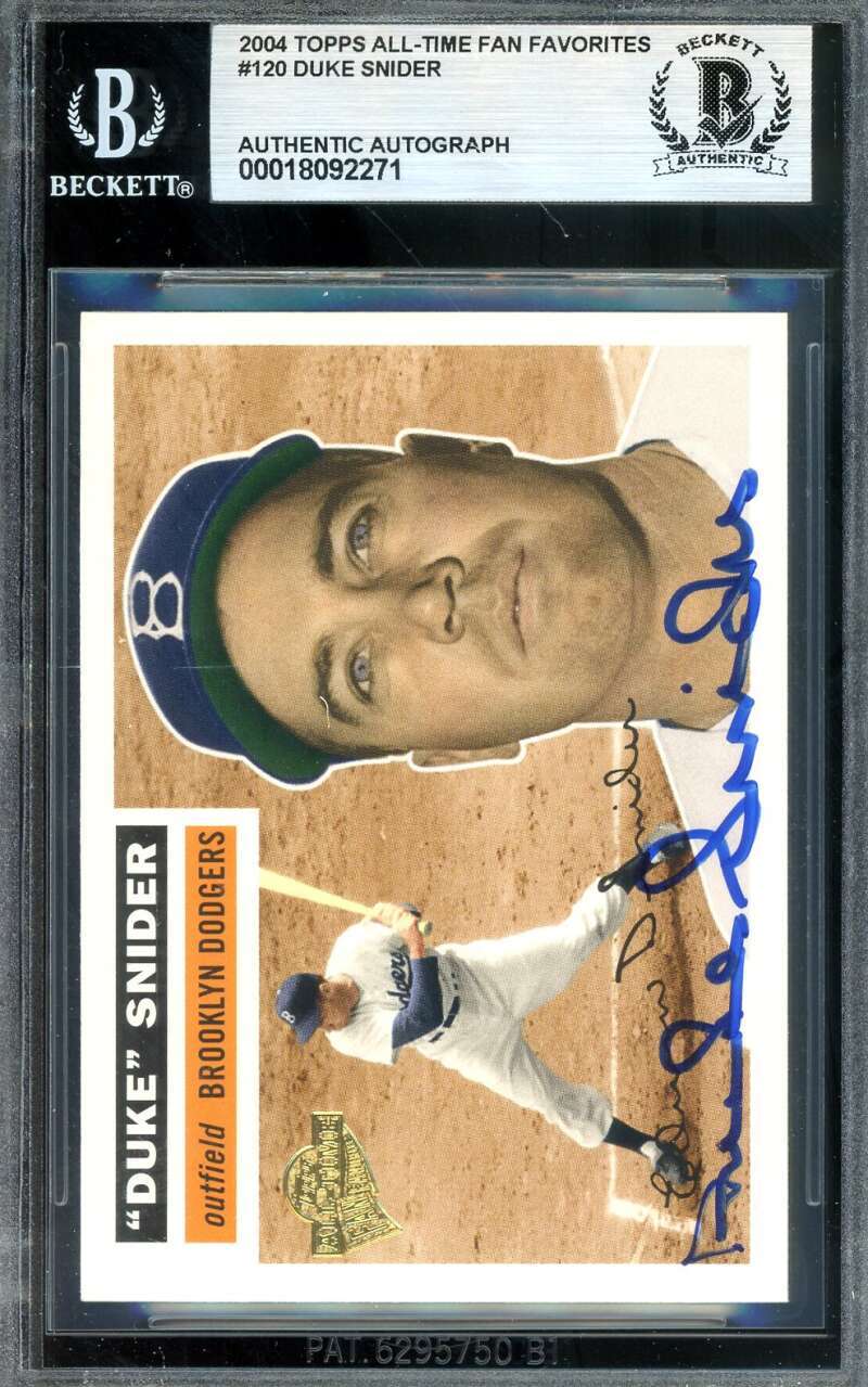 Duke Snider Beckett BAS Signed 2004 Topps All Time Fan Favorites Autograph