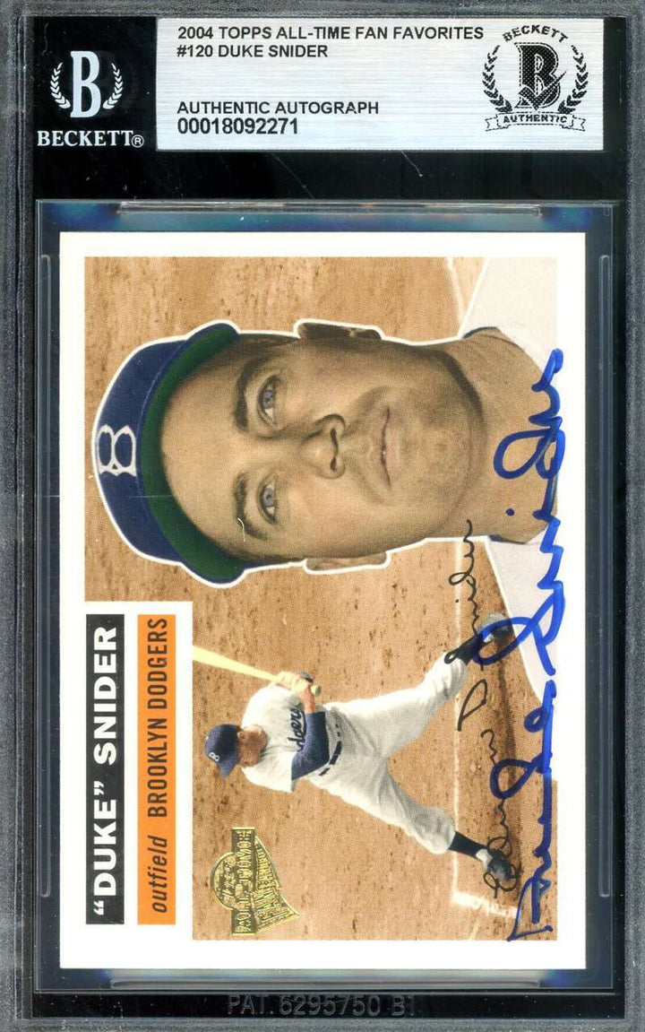 Duke Snider Beckett BAS Signed 2004 Topps All Time Fan Favorites Autograph