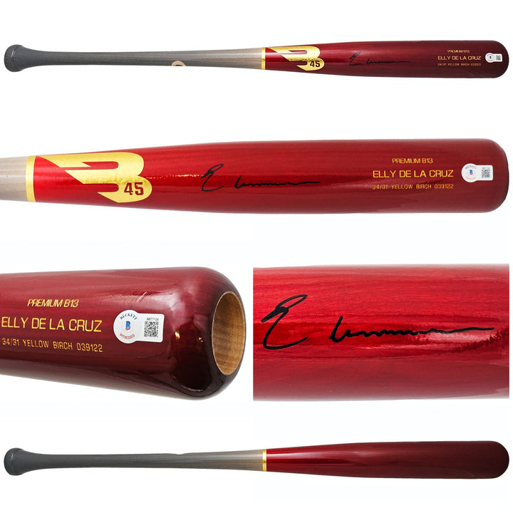 Elly De La Cruz Auto Signed Red B45 Player Model Bat Cincinnati Reds Beckett Wit