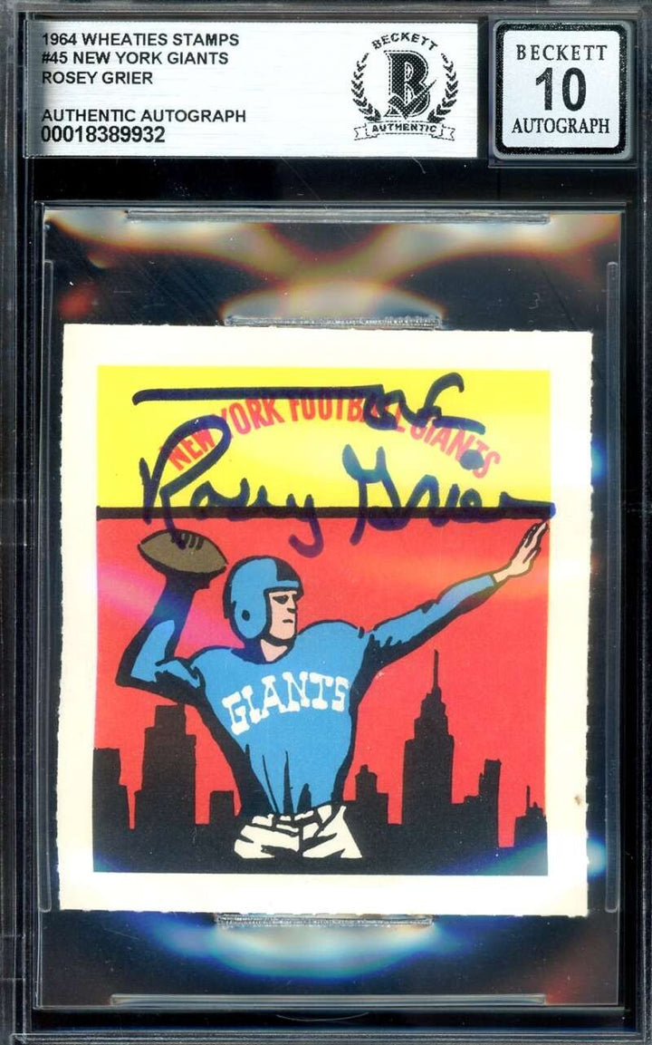 Rosey Grier Gem Mint 10 Beckett BAS Signed 1964 Wheaties Stamps Autograph