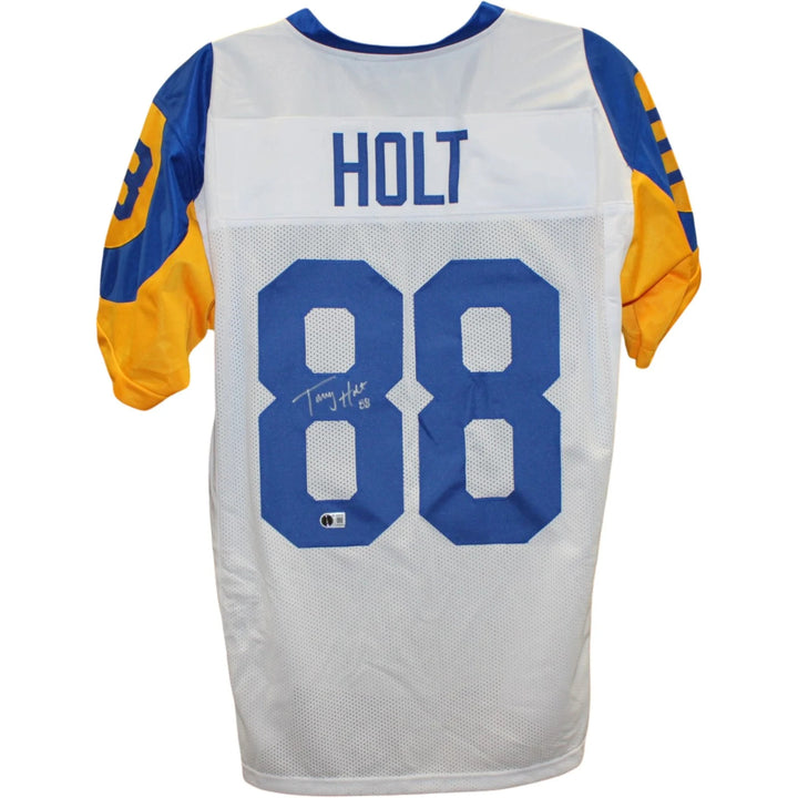 Torry Holt Autographed/Signed Pro Style Sz XL Jersey White Beckett W 58513