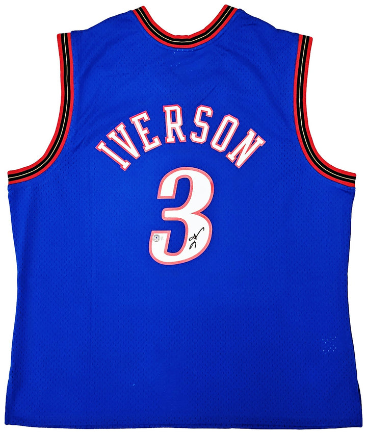 76ers Allen Iverson Auto Blue AUTH Mitchell Ness 99 HWC Swingman Jersey XXL BAS