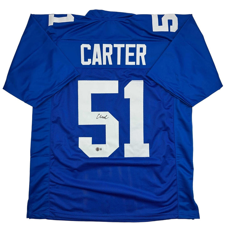 Autographed/Signed Abdul Carter New York Blue Jersey Beckett BAS COA