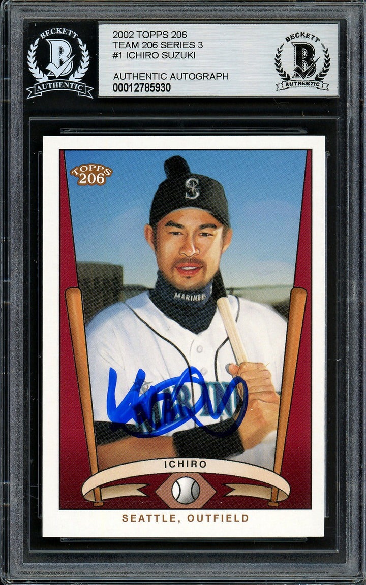 Ichiro Suzuki Signed 2002 Topps 206 Card T206-1 Seattle Mariners Beckett