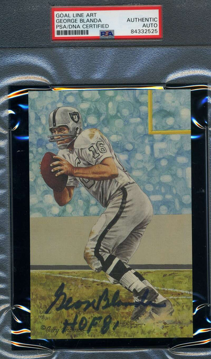 George Blanda PSA DNA Slab Signed HOF 81 Goal Line Art Card Autograph