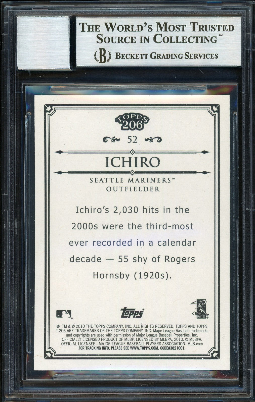 Ichiro Suzuki Signed 2010 Topps 206 Card 52 Seattle Mariners Auto 10 Beckett