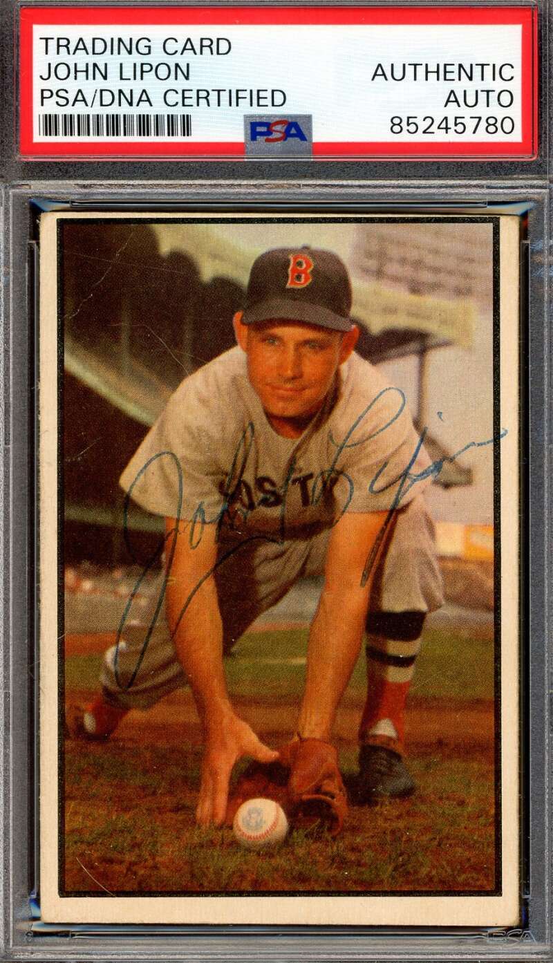 John Lipon PSA DNA Signed 1953 Bowman Color Autograph
