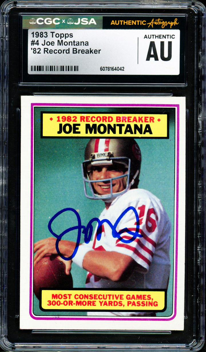 Joe Montana Signed 1983 Topps Card 4 San Francisco 49ers CGC x JSA