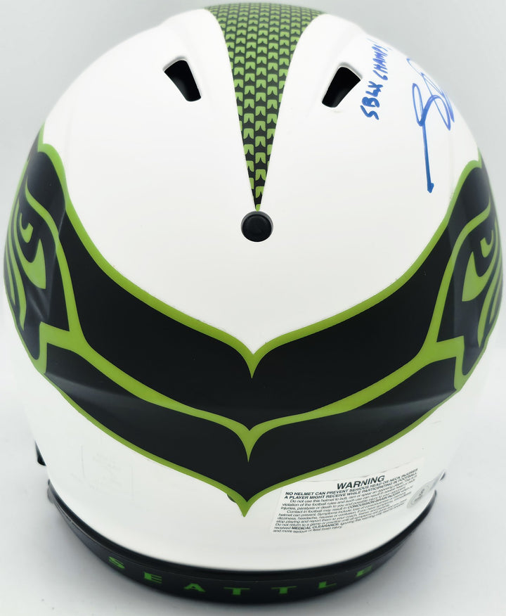 Sam Darnold Auto Seahawks Lunar Eclipse White Full Size Auth Helmet SB LX Champs