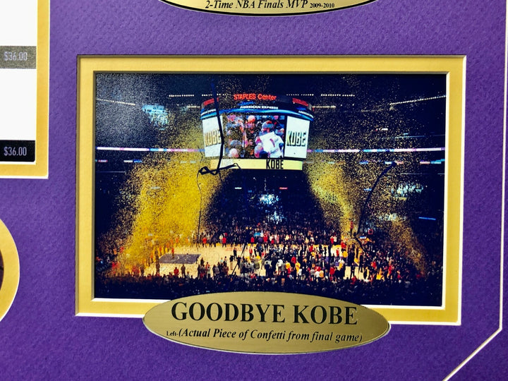 Kobe Bryant Final Game Authentic Confetti Frame 8x10 Collage Ticket Last Retire