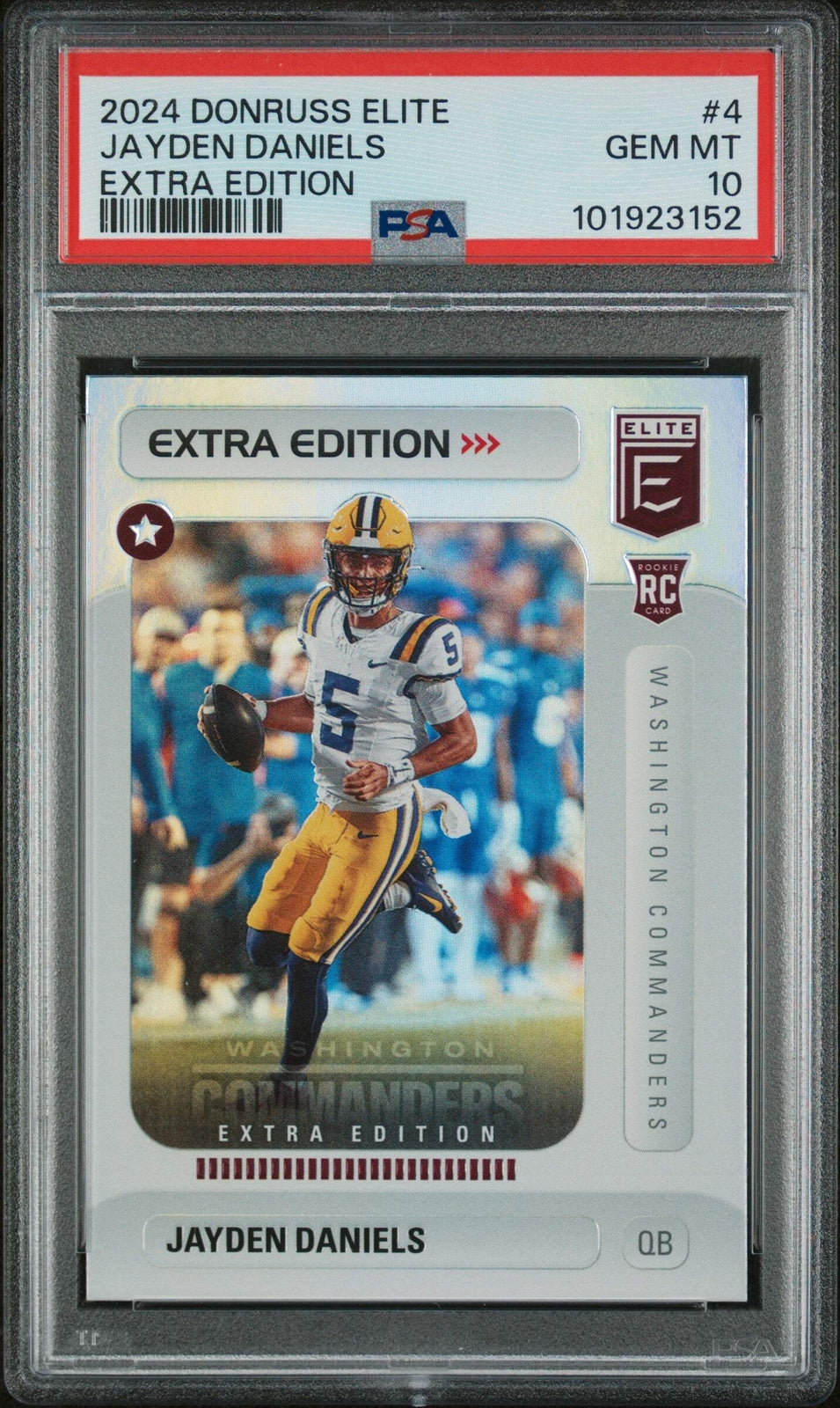 Graded 2024 Donruss Elite Jayden Daniels #4 Extra Edition Football Card PSA 10