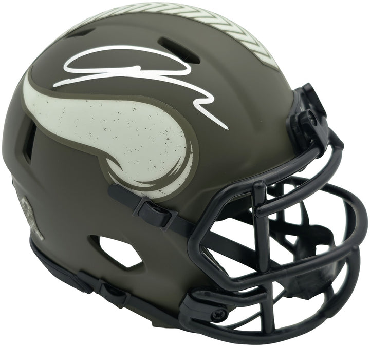 Jordan Addison Auto Vikings Army Salute To Service Speed Mini Helmet Beckett