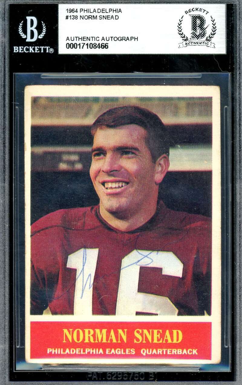 Norm Snead Beckett BAS Signed 1964 Philadelphia Gum Autograph