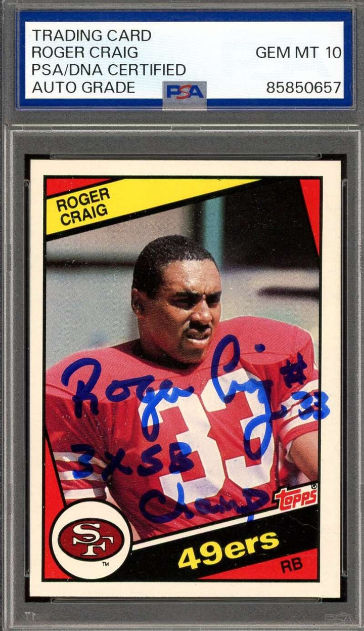 Roger Craig Gem Mint 10 PSA DNA Signed 1984 Topps Rookie Autograph