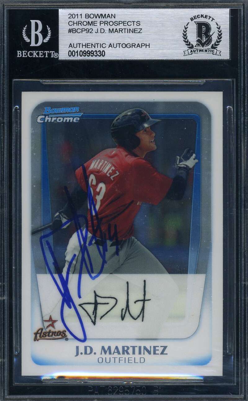 J.D. Martinez Beckett BAS Signed 2011 Bowman Chrome Prospects Rookie Autograph