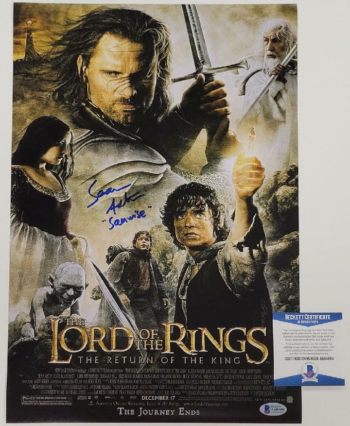 Sean Astin signed Return of the King "Samwise" 11x17 Movie Poster Photo BAS COA
