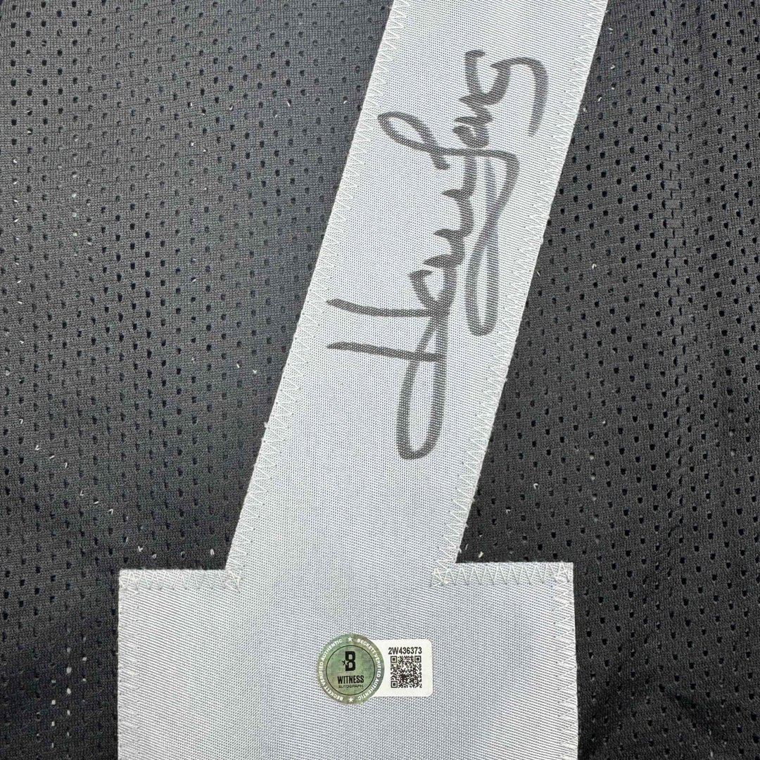 Autographed/Signed Howie Long Oakland White Football Jersey Beckett BAS COA
