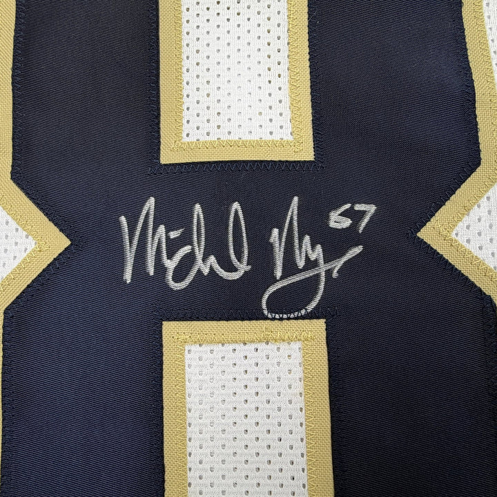 Autographed/Signed Michael Mayer Notre Dame White College Jersey Beckett BAS COA