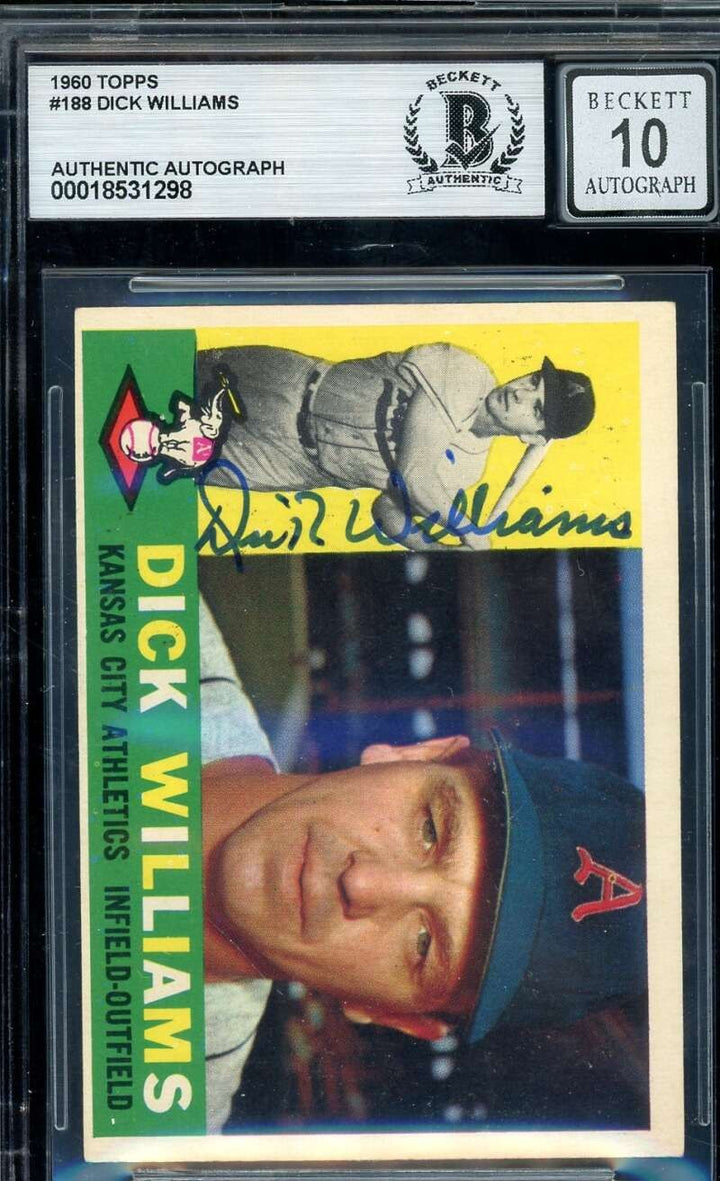 Dick Williams Gem Mint 10 Beckett BAS Signed 1960 Topps Autograph