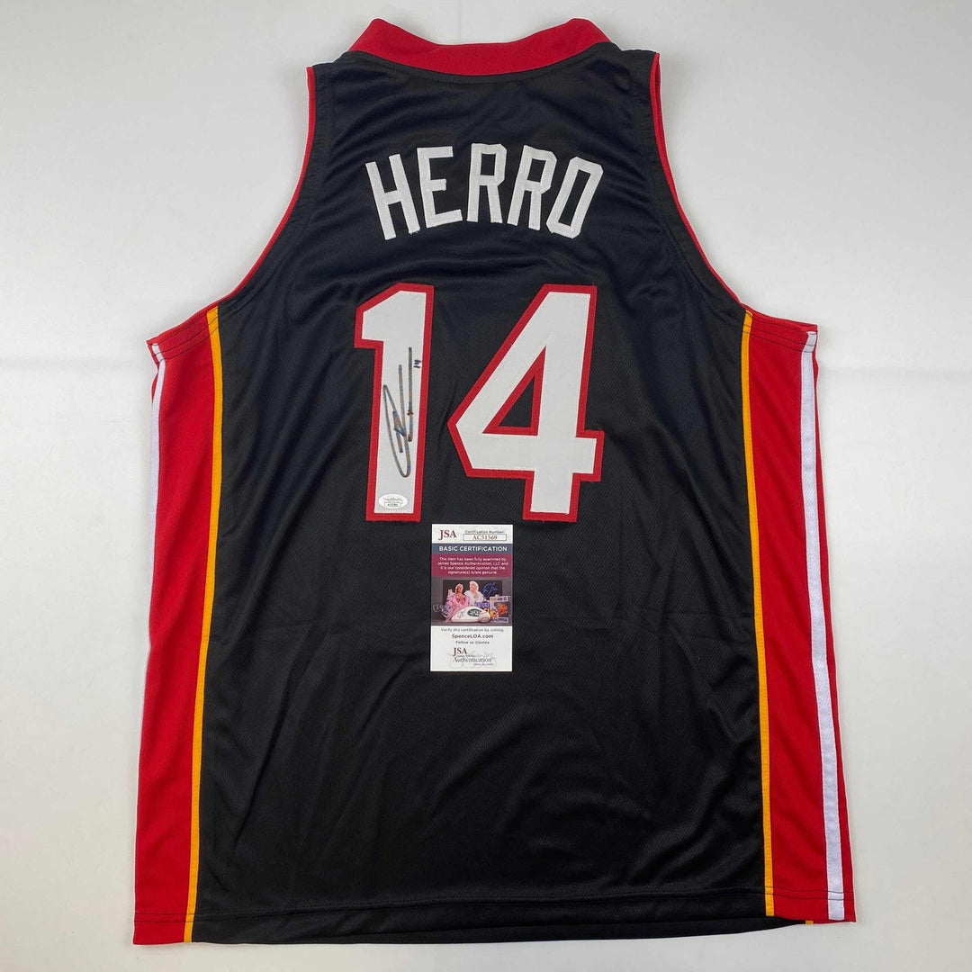 Autographed/Signed Tyler Herro Miami Black Basketball Jersey JSA COA