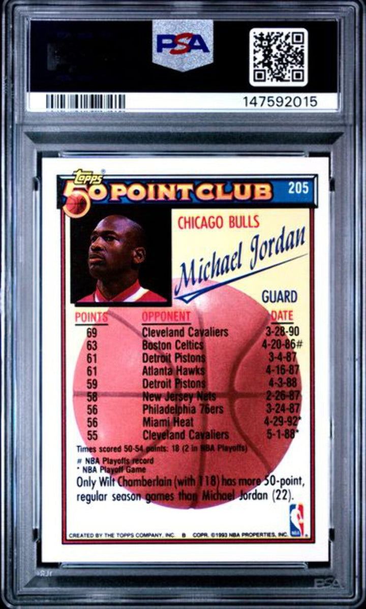 Graded 1992 Topps Michael Jordan #205 Basketball Card PSA 9 Mint