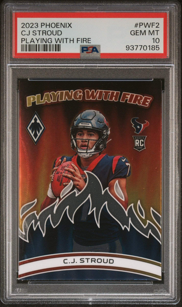 Graded 2023 Panini Phoenix CJ Stroud #PWF2 Playing W/Fire Football Card PSA 10