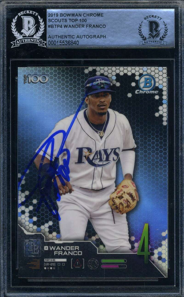 Wander Franco Beckett BAS Signed 2019 Bowman Chrome Scouts Top 100 Rookie Auto