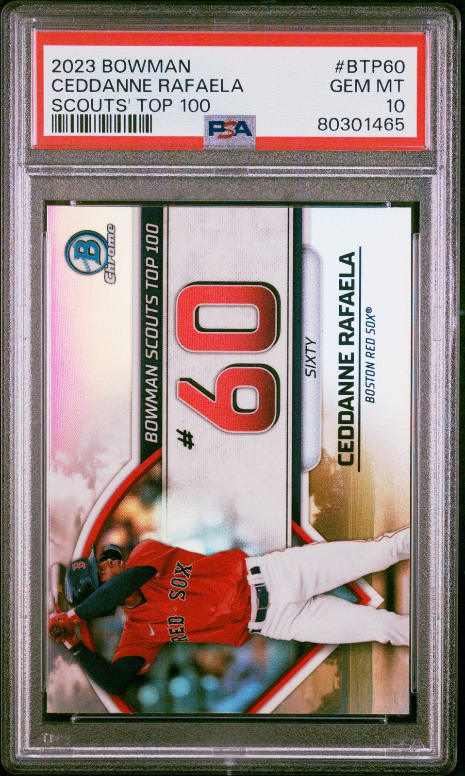 Graded 2023 Bowman Ceddanne Rafaela #BTP60 Scouts Top 100 Baseball Card PSA 10