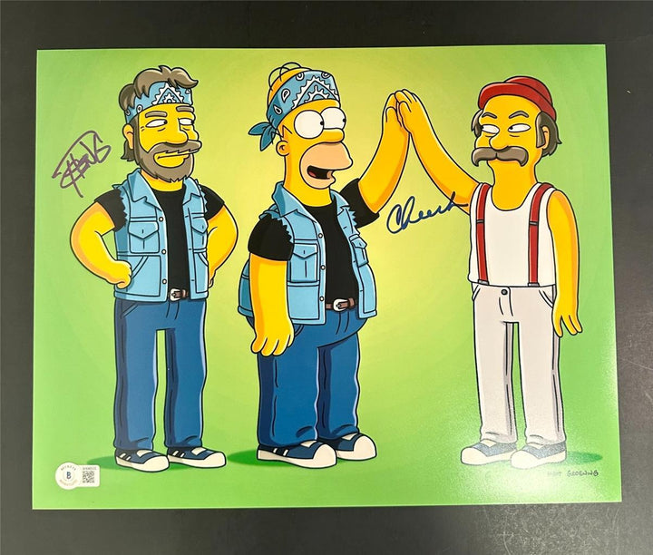 Cheech Marin and Tommy Chong signed Simpsons 11x14 photo (A) Beckett BAS Holo