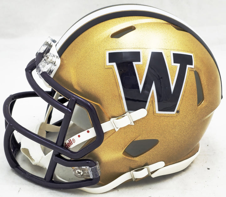 Jalen McMillan Auto Signed Washington Huskies Gold Speed Mini Helmet MCS Holo