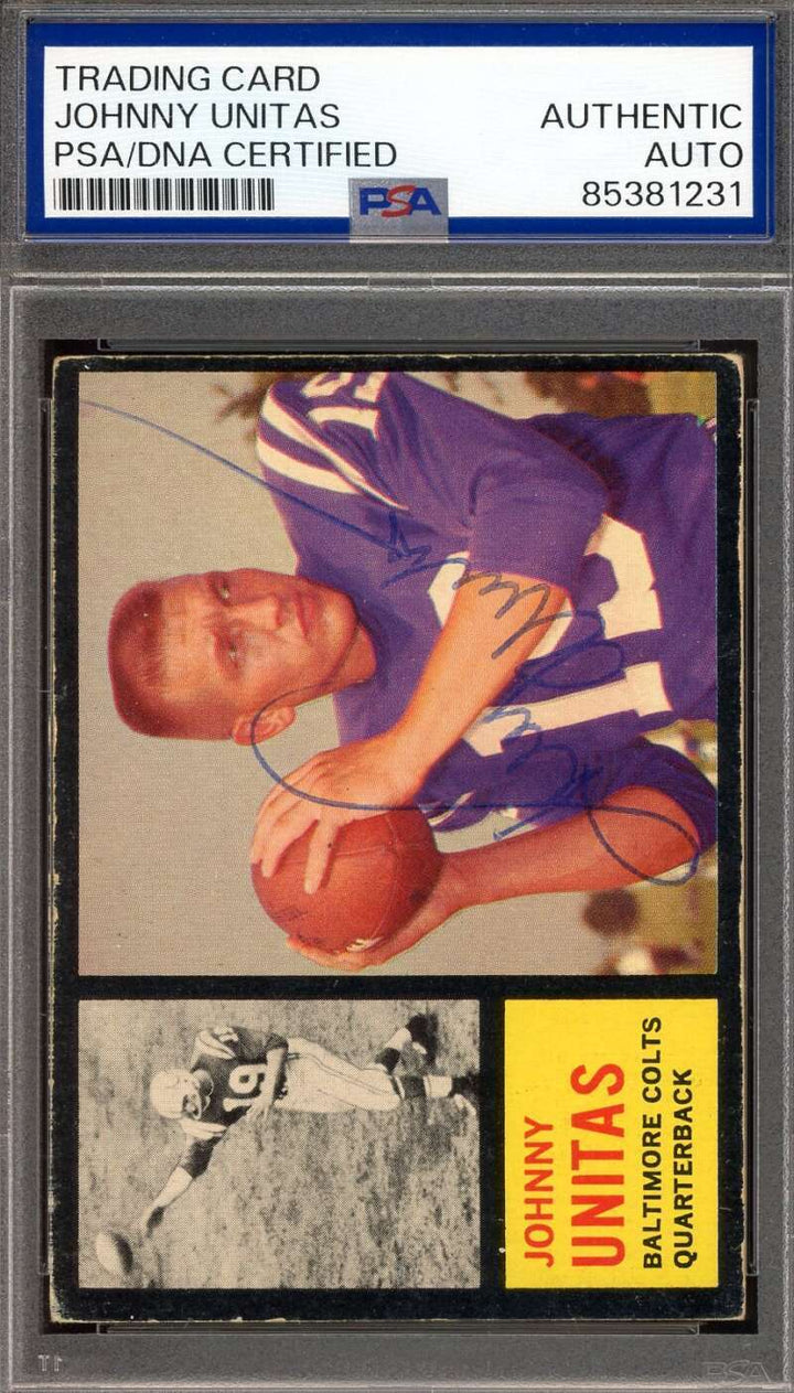 Johnny Unitas PSA DNA Vintage Signed 1962 Topps Autograph