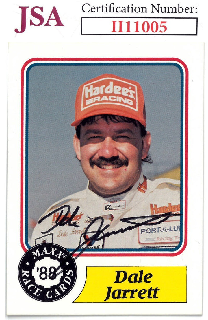 Dale Jarrett signed 1988 Maxx Charlotte Hardee's Racing NASCAR On Card Auto #61-
