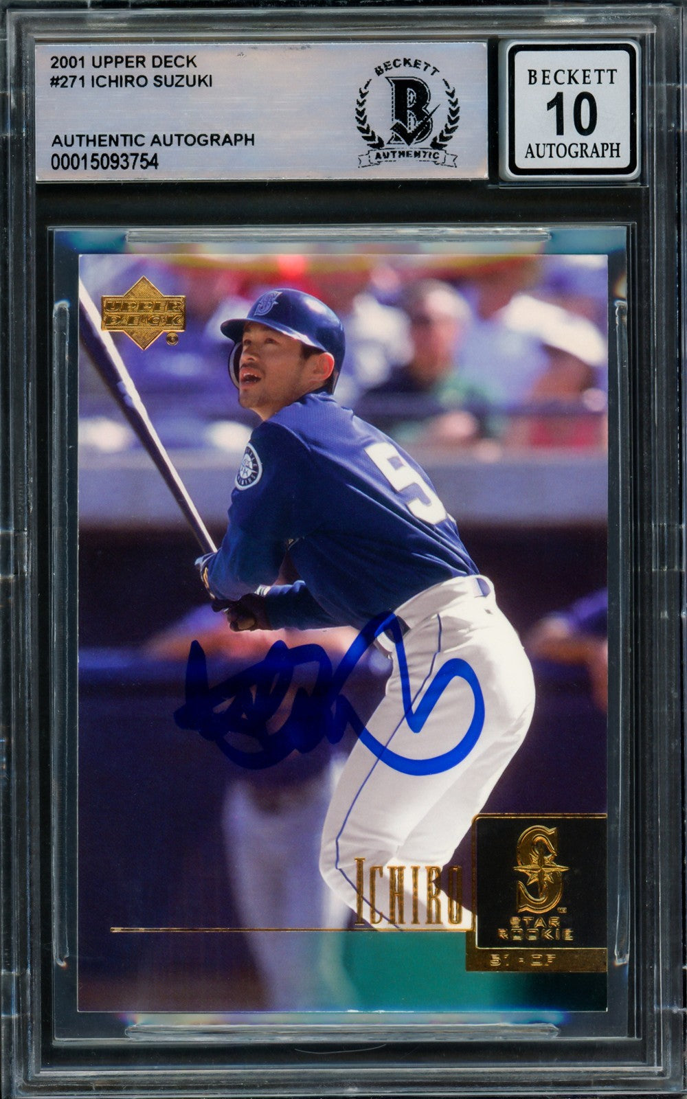 Ichiro Suzuki Signed 2001 Upper Deck RC 271 Seattle Mariners Auto GM 10 Beckett