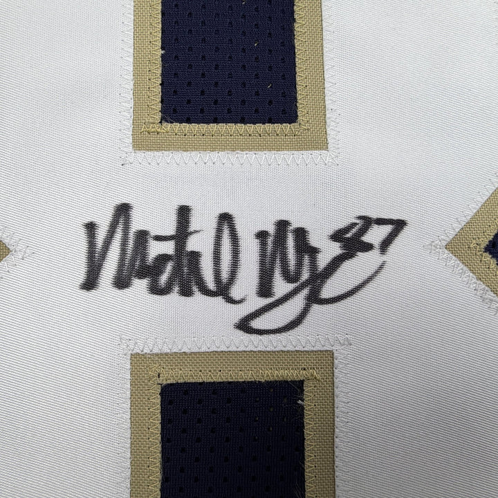Autographed/Signed Michael Mayer Notre Dame Blue College Jersey Beckett BAS COA