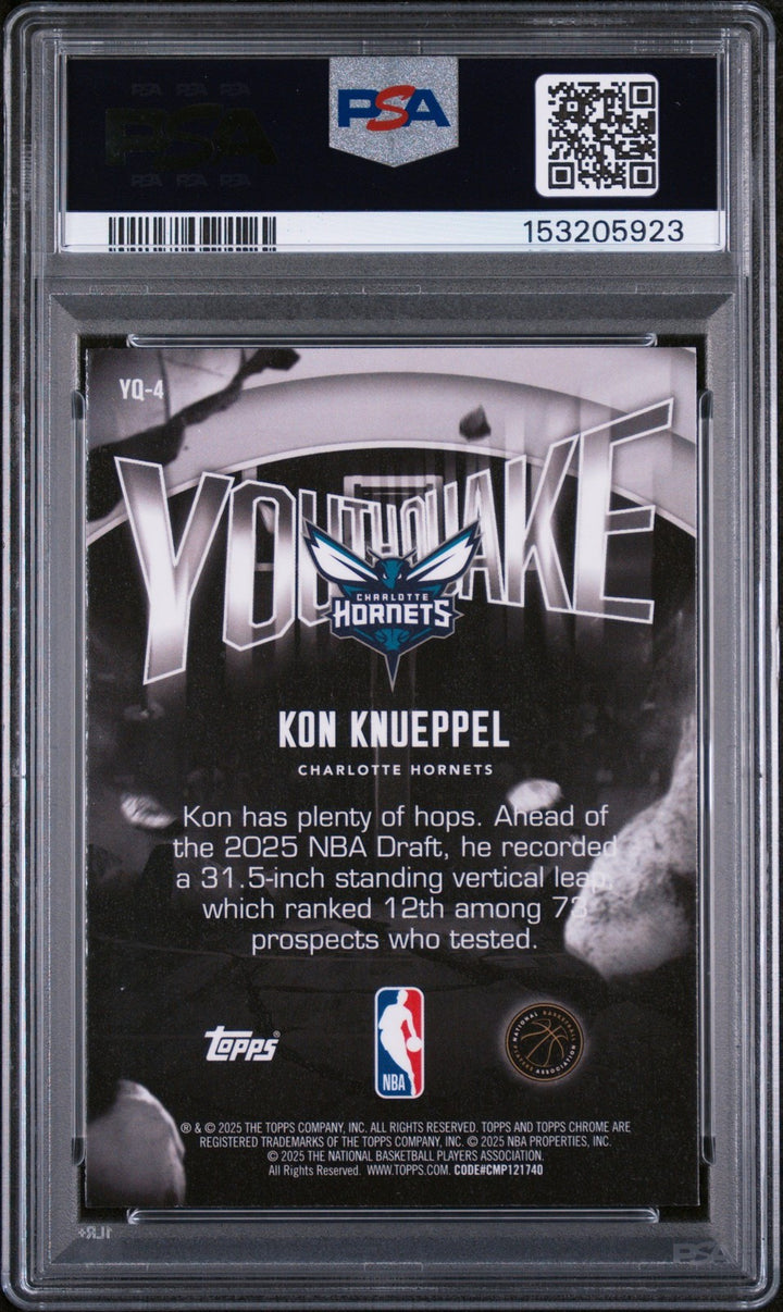 Graded 2025 Topps Chrome Kon Knueppel #YQ4 Youthquake Rookie RC Card PSA 10