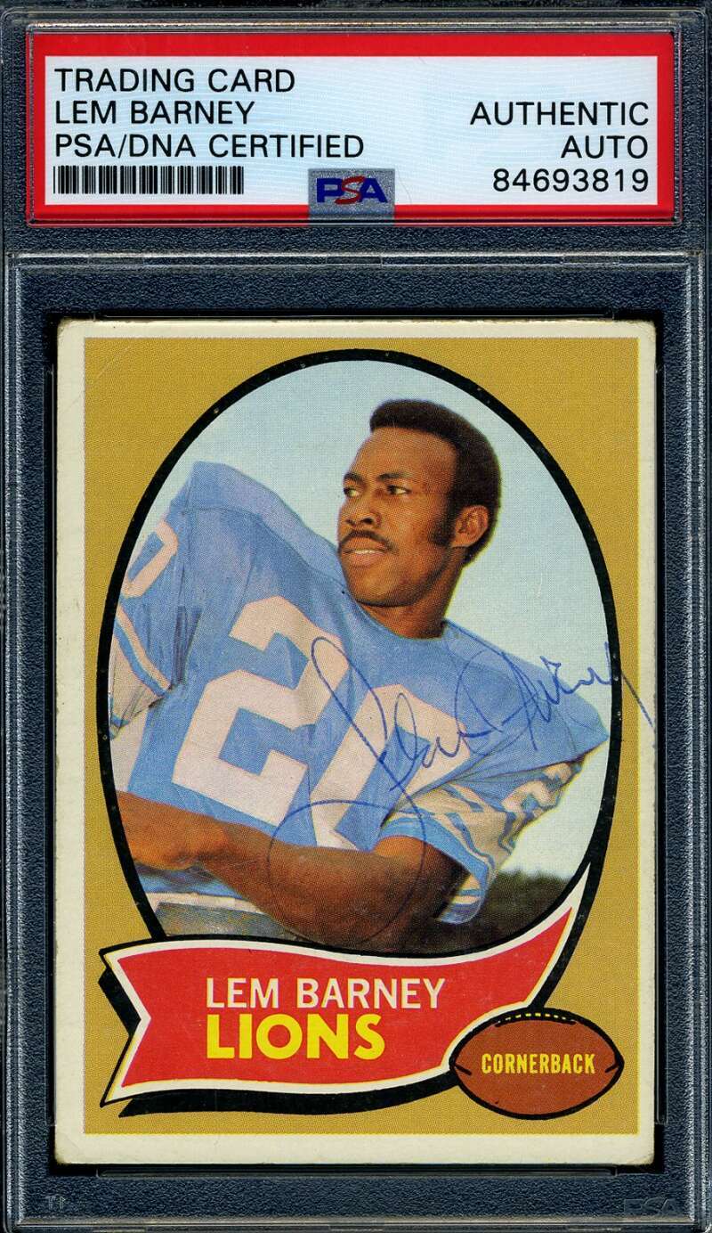 Lem Barney PSA DNA Vintage Signed 1970 Topps Rookie Autograph