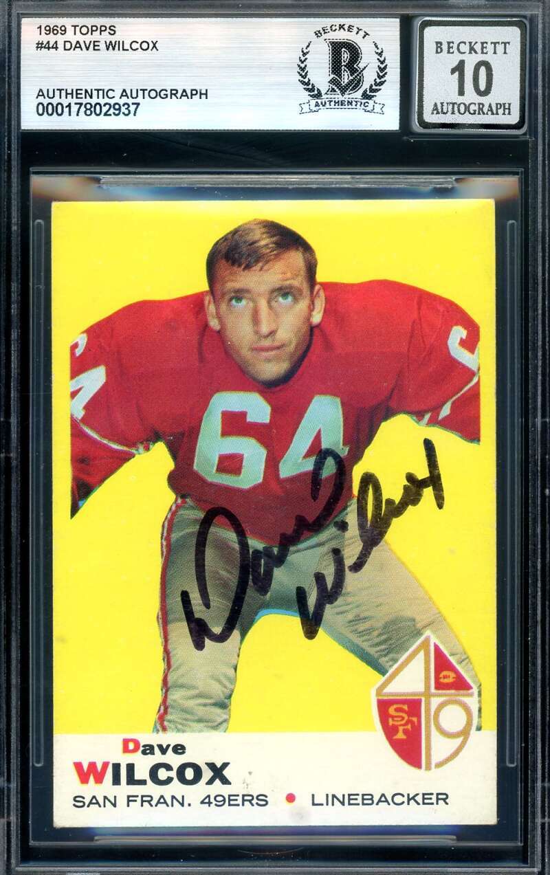 Dave Wilcox Gem Mint 10 Beckett BAS Signed 1969 Topps Autograph