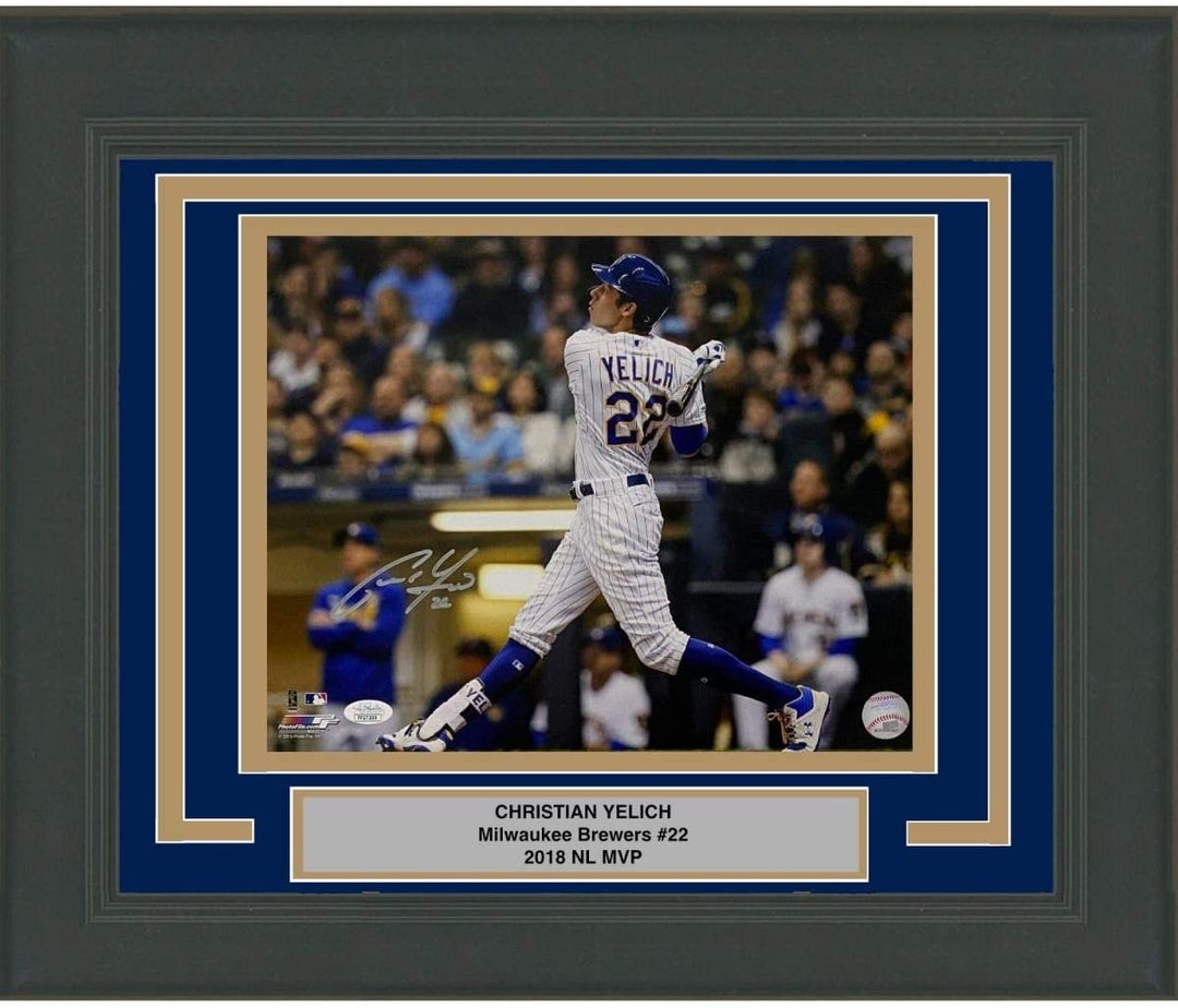 FRAMED Autographed/Signed CHRISTIAN YELICH Brewers 11x14 Photo JSA COA