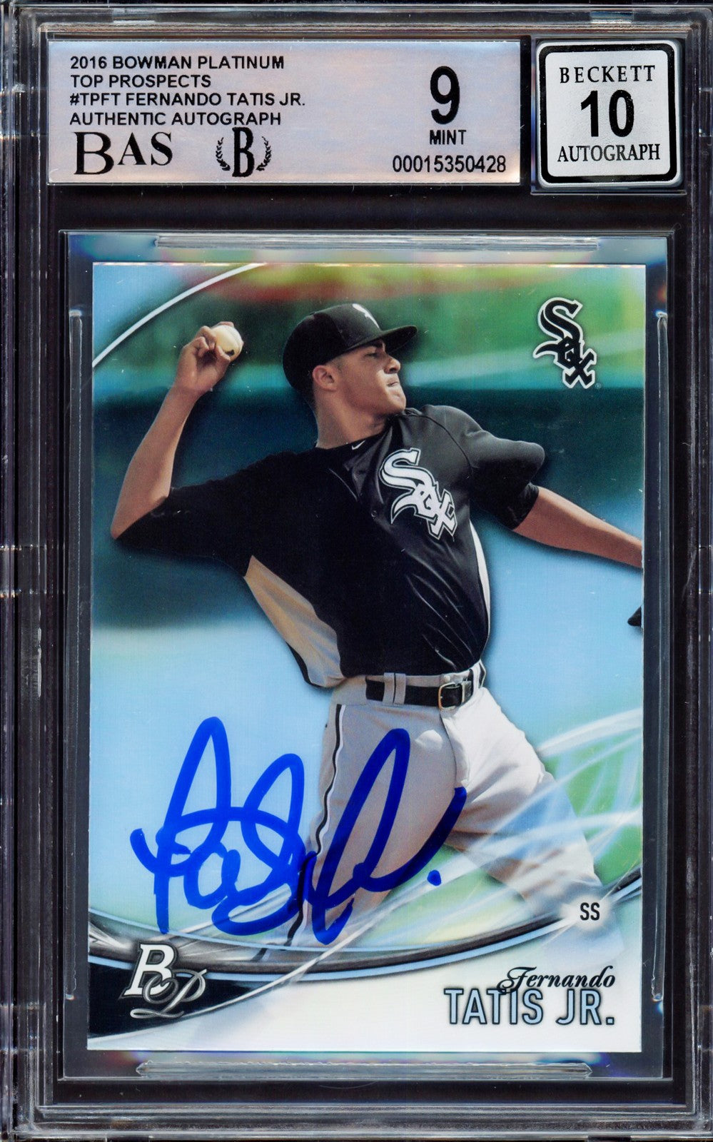 Fernando Tatis Jr. Signed 2016 Bowman Platinum RC TP-FT BGS 9 Sig 10 Beckett