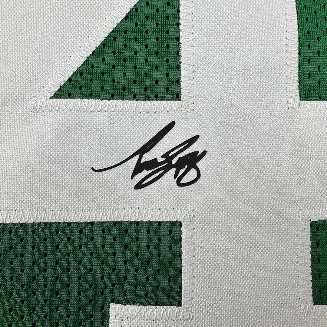 Framed Facsimile Autographed Bob Cousy 33x42 Green Reprint Laser Auto Jersey