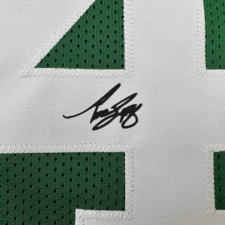 Framed Facsimile Autographed Bob Cousy 33x42 Green Reprint Laser Auto Jersey