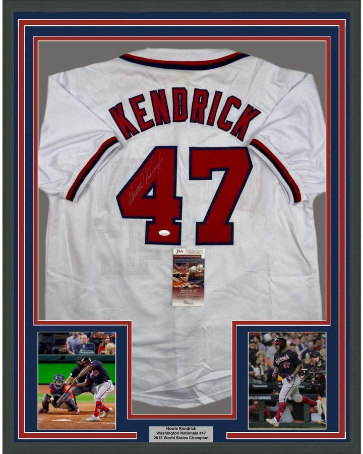 FRAMED Signed HOWIE KENDRICK 35x39 Washington White Jersey JSA COA