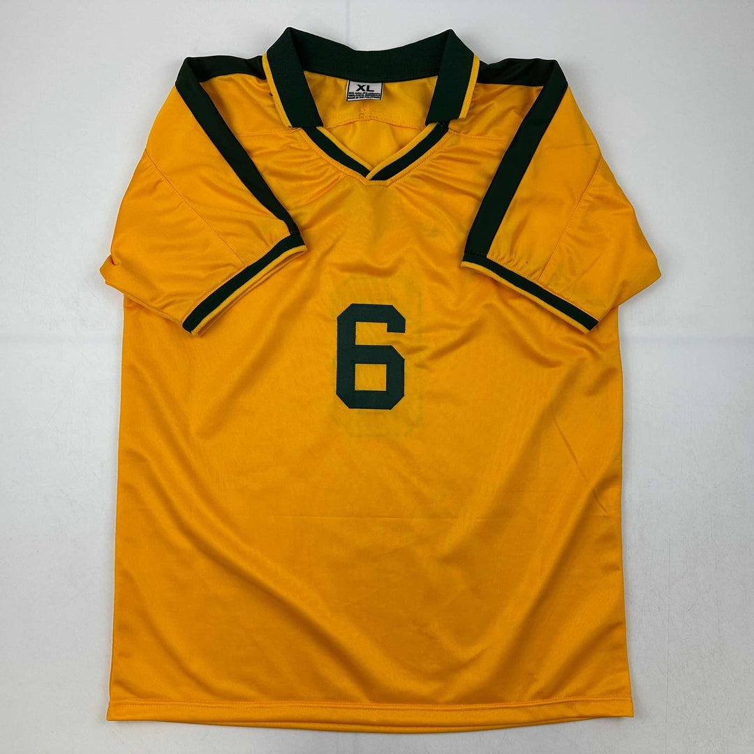 Facsimile Autographed Roberto Carlos Brazil Yellow World Cup Reprint Jersey XL