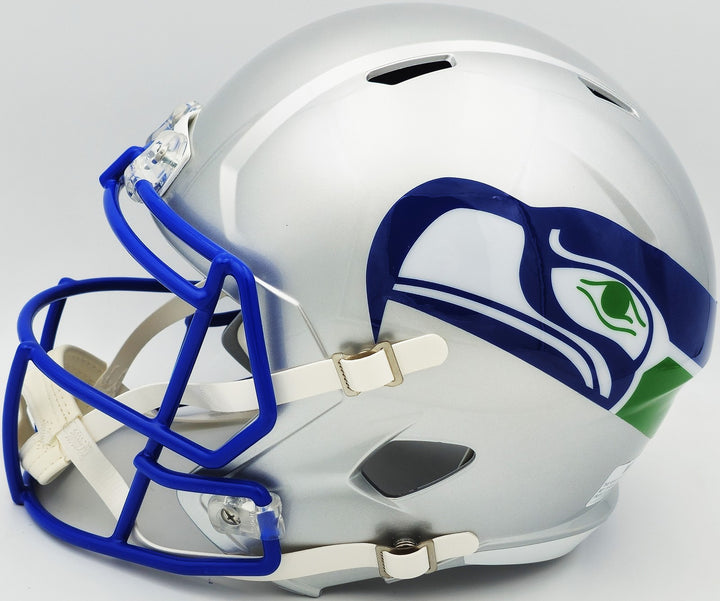 Tyler Lockett Auto Seahawks Silver 1983-01 Throwback Full Size Speed Rep Helmet