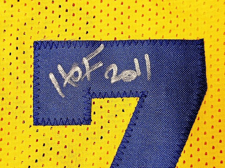 Warriors Chris Mullin Tim Hardaway Mitch Richmond Auto Yellow Jersey Run TMC BAS